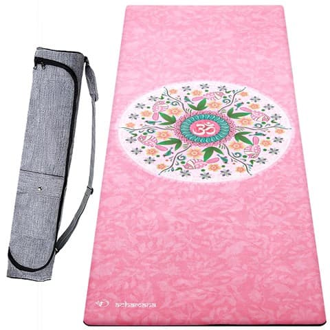 Tapis de yoga 6mm mandala rose + sac - Image 3