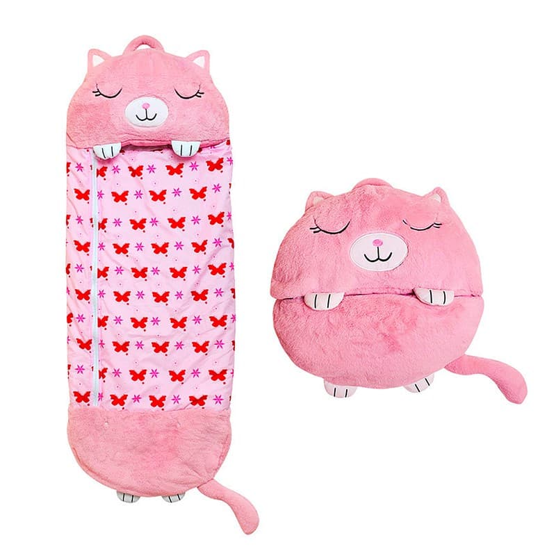 Dam Sac de couchage convertible en coussin, pour enfants, chaton. Tactile peluche.