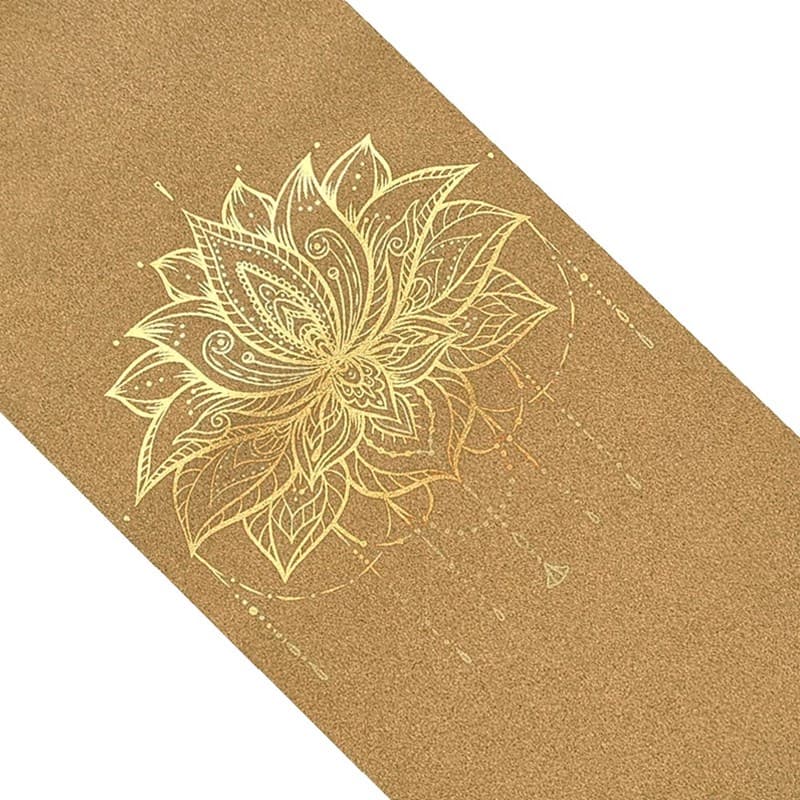 Achamana Tapis yoga voyage liège fleur lotus or