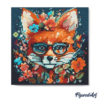 Mini Diamond Painting Broderie Diamant Figured’Art 25x25cm toile entière roulée avec diamants ronds - Renard Fantaisie et Fleurs - Image 4