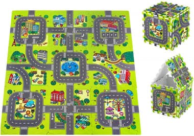 Tapis d'eveil Tapis Puzzle Bébé 90*90 - Tapis de Jeu 9 Pièces en Mousse EVA - Circuit Voiture - Image 5