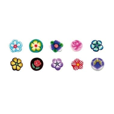 20 mini canes pâte polymère à trancher 5 x 0,5 cm - Fleurs - Image 1