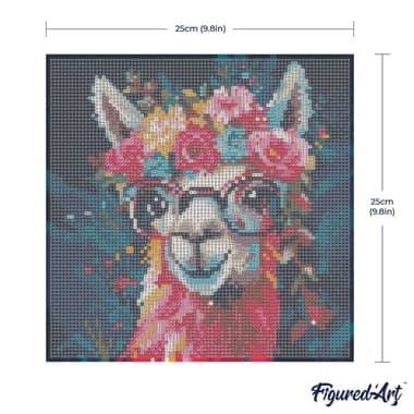 Mini Diamond Painting Broderie Diamant Figured’Art 25x25cm toile tendue sur châssis en bois - diamants ronds - Lama Fantaisie et Fleurs - Image 6