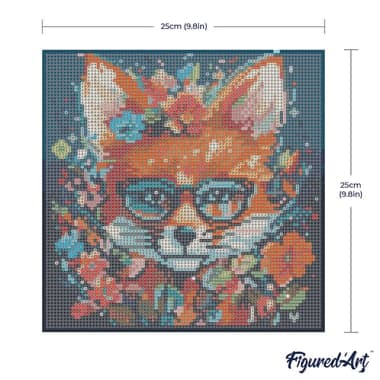 Mini Diamond Painting Broderie Diamant Figured’Art 25x25cm toile tendue sur châssis en bois - diamants ronds - Renard Fantaisie et Fleurs - Image 6