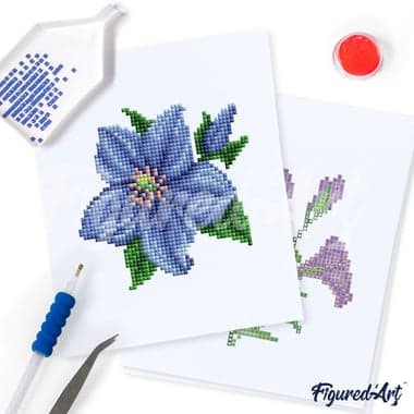 Figured’Art Mini Série Diamond Painting - Coffret Premium 12 toiles de 15x18cm Fleurs 2 - Broderie Diamant avec Strass Carrés - Kit Complet - Image 5