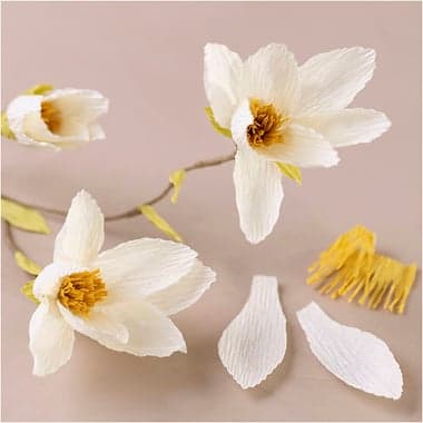 Mini kit DIY fleurs en papier crépon - Branche de magnolia - Image 5
