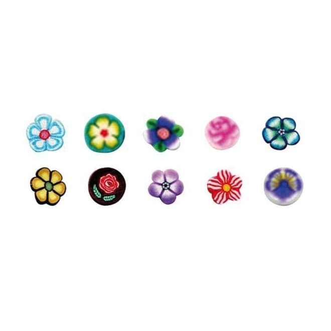 20 mini canes pâte polymère à trancher 5 x 0,5 cm - Fleurs