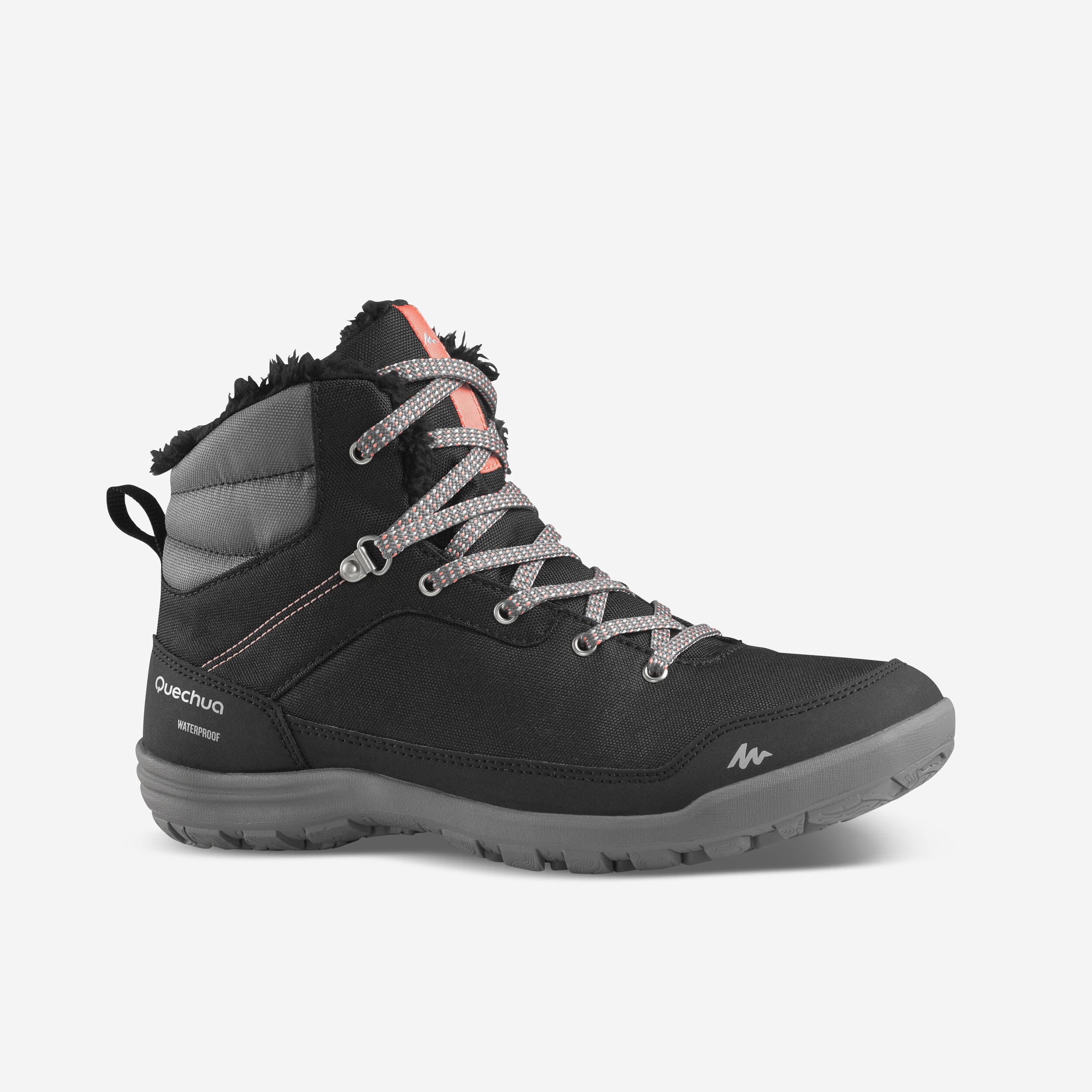 Chaussures de randonnée chaudes et imperméables femme, NH100 Mid noir