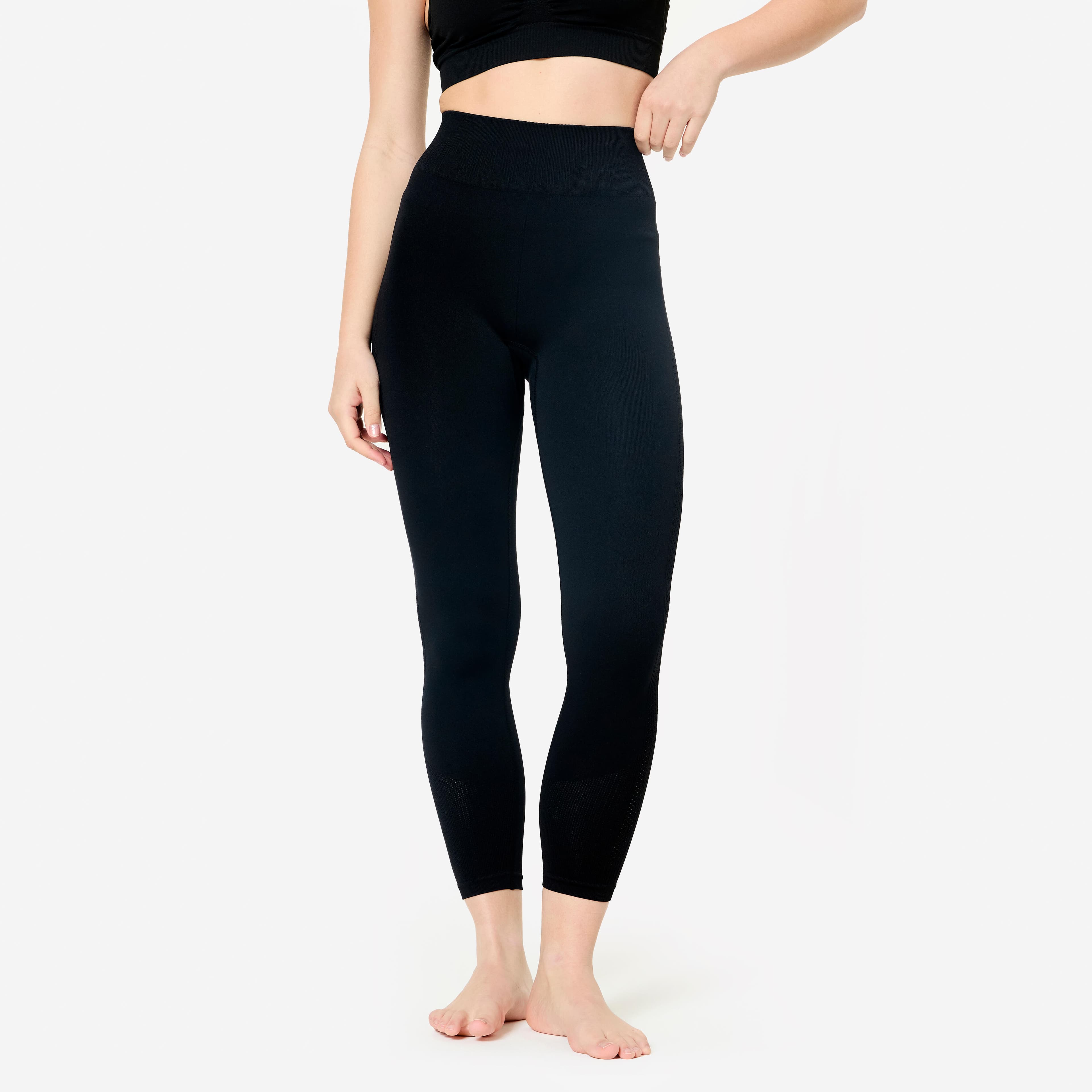 Legging 7/8 de hot yoga sans couture, noir