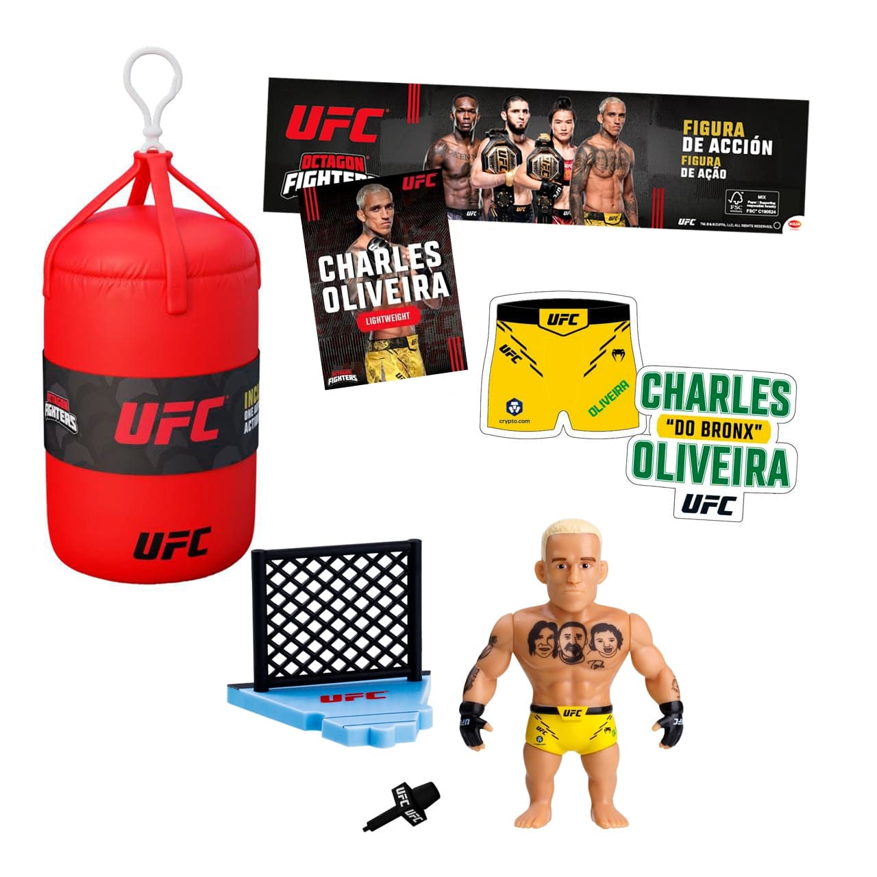 Bizak - UFC punching bag que incluye figura articulada 7,5 cms y set de lucha.