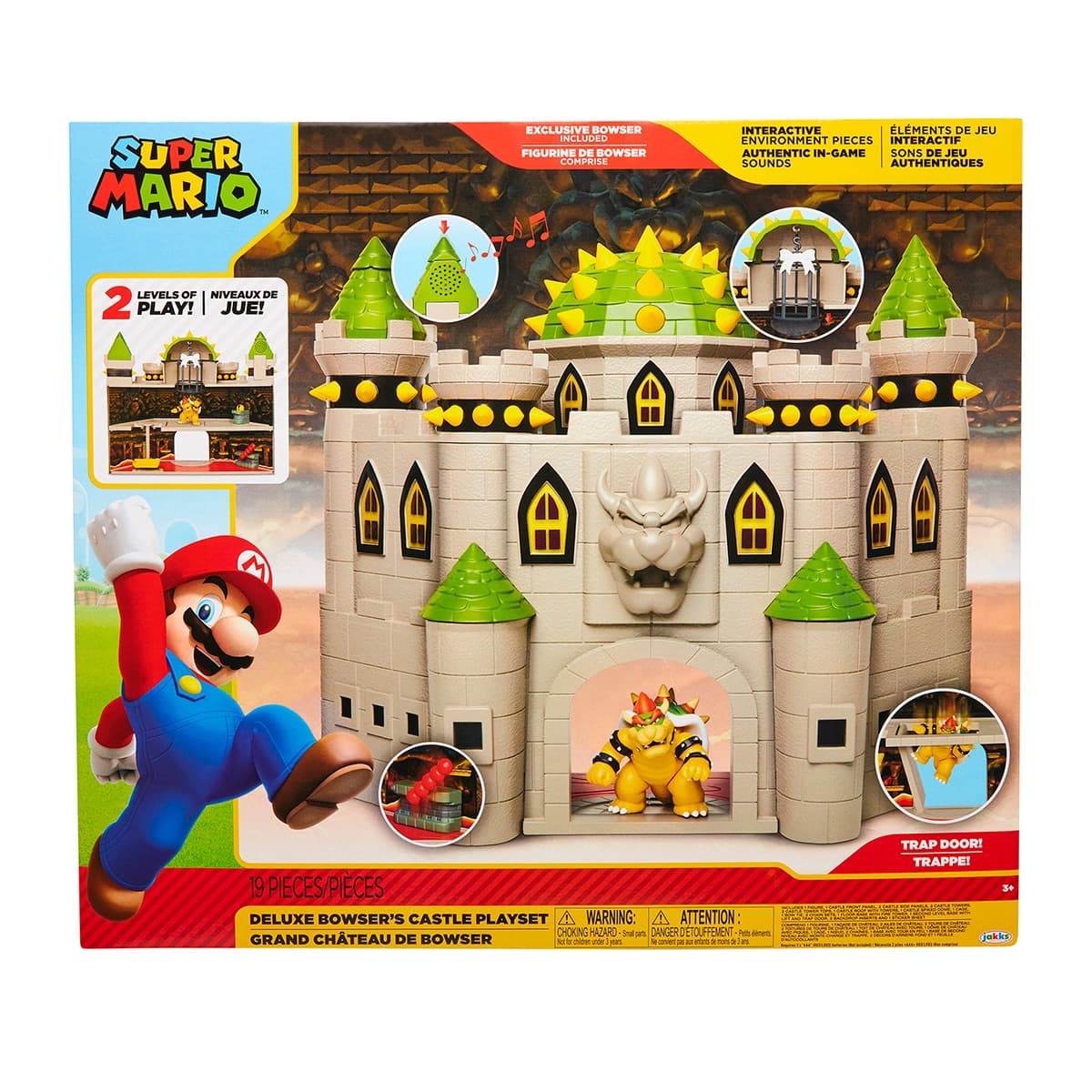 Jakks Pacific - Castillo Bowser con sonidos, música y accesorios. Incluye figura Bowser de 6 cm. Licencia Super Mario. Jakks Pacific.
