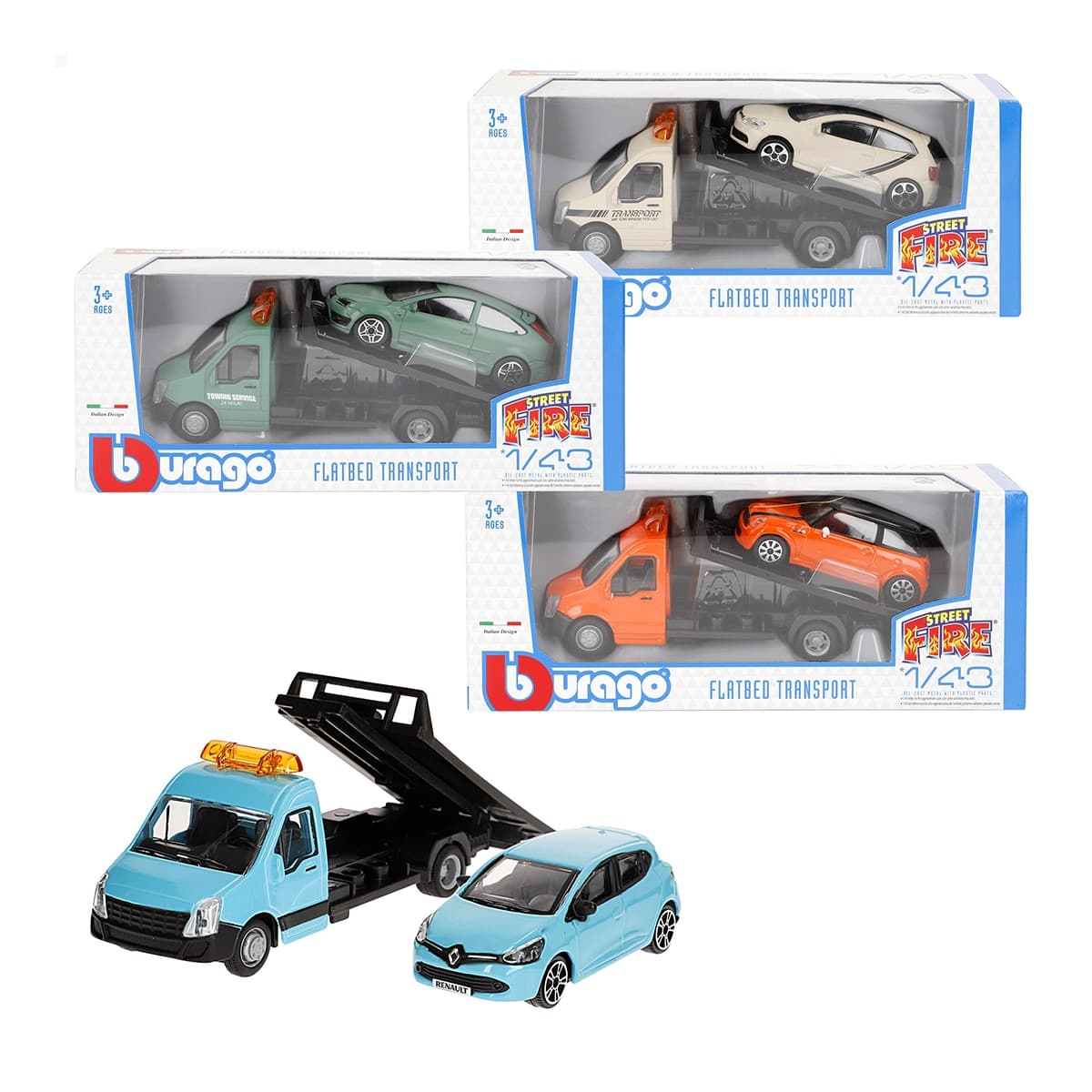 Burago - Colección Street Fire Camion Remolque + Coche Metal 1:43 Burago.