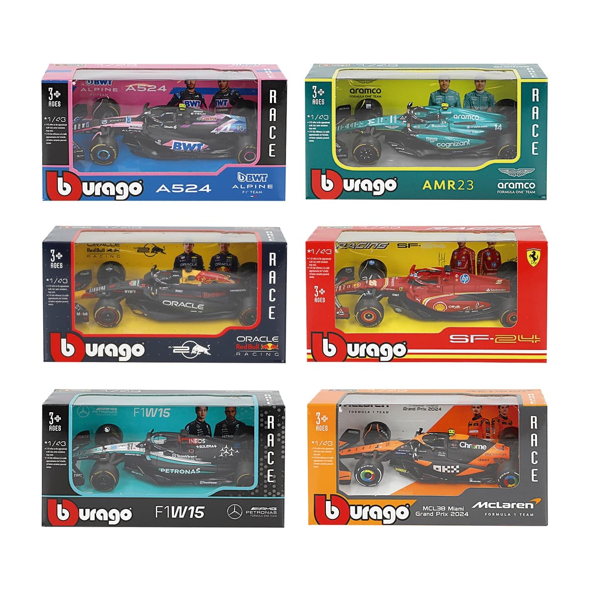 Burago - Coches metal 1:43 F1 2024 Burago. Modelos Surtidos.