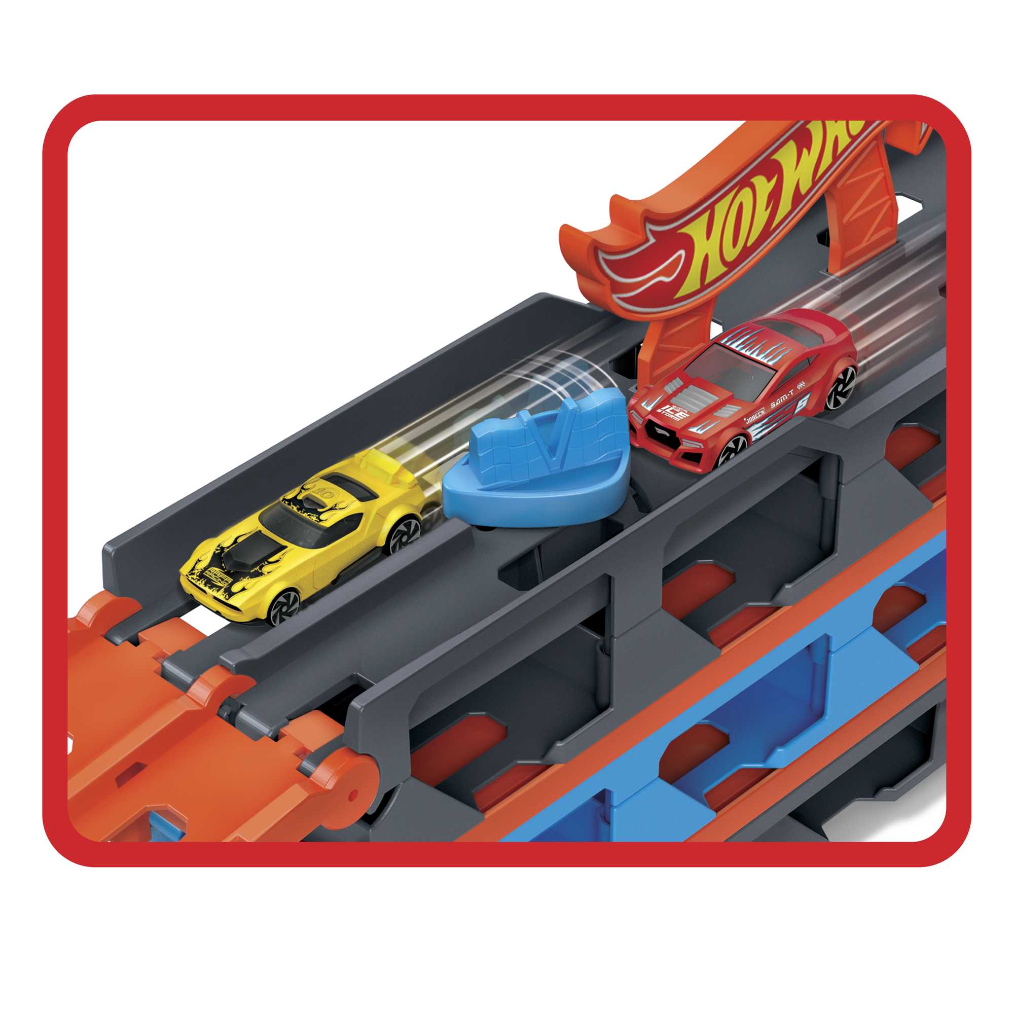 Hot Wheels Camión de transporte convertible en pista para coches de juguete - Image 4