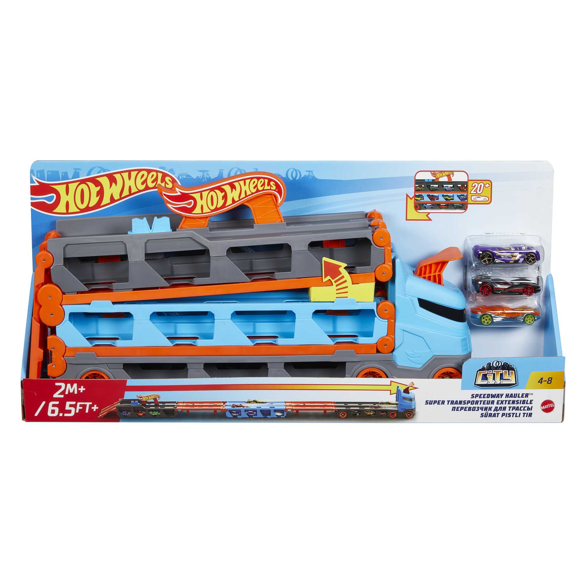 Hot Wheels Camión de transporte convertible en pista para coches de juguete - Image 6