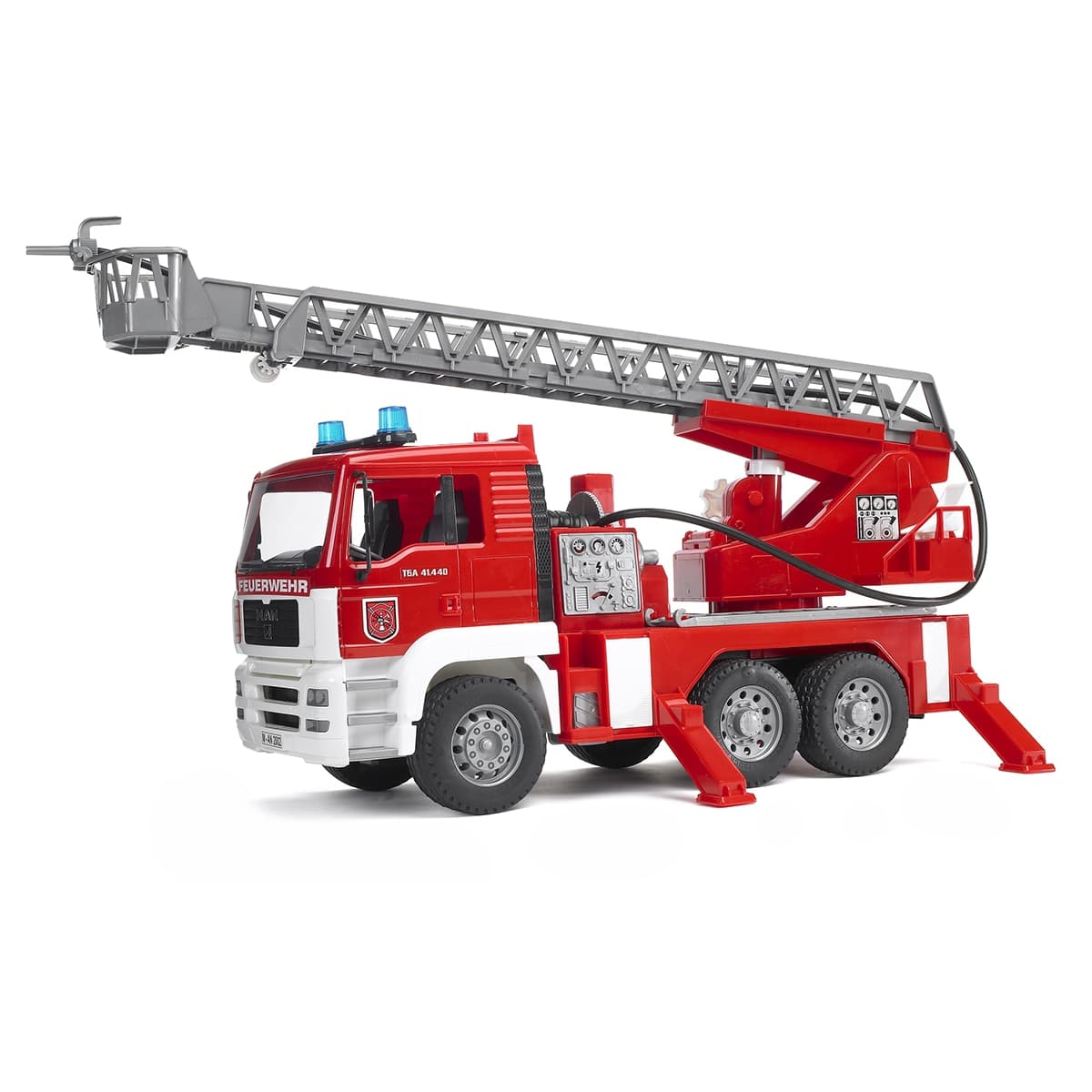 Bruder - Camión bomberos MAN con escalera y módulo luz-sonido.