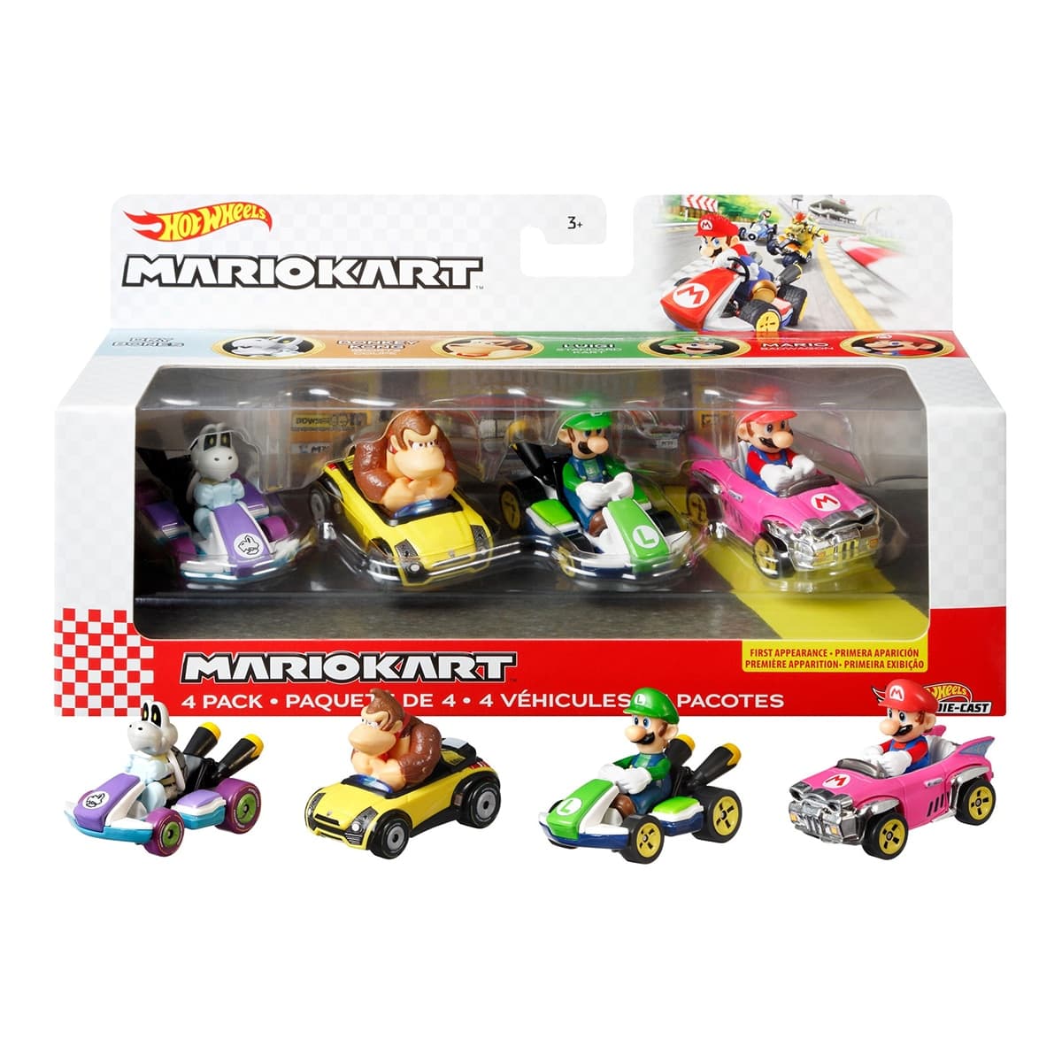 Hot Wheels - Vehiculo Hot Wheels Mario Kart conjunto de 4 personajes Hot Wheels.