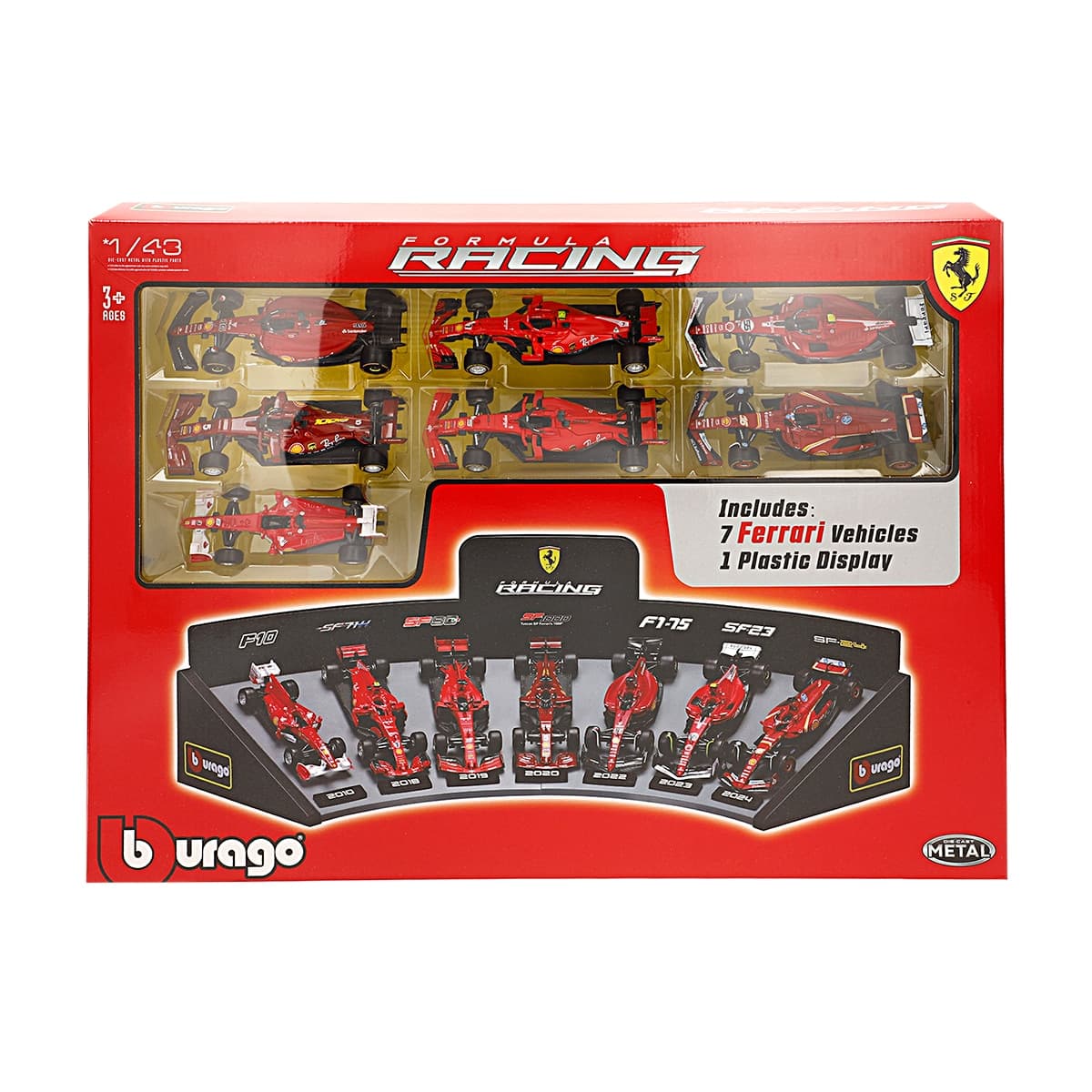 Burago - Set 7 Coches Ferrari F1 Metal 1:43 Burago Colorbaby Modelo Exclusivo.