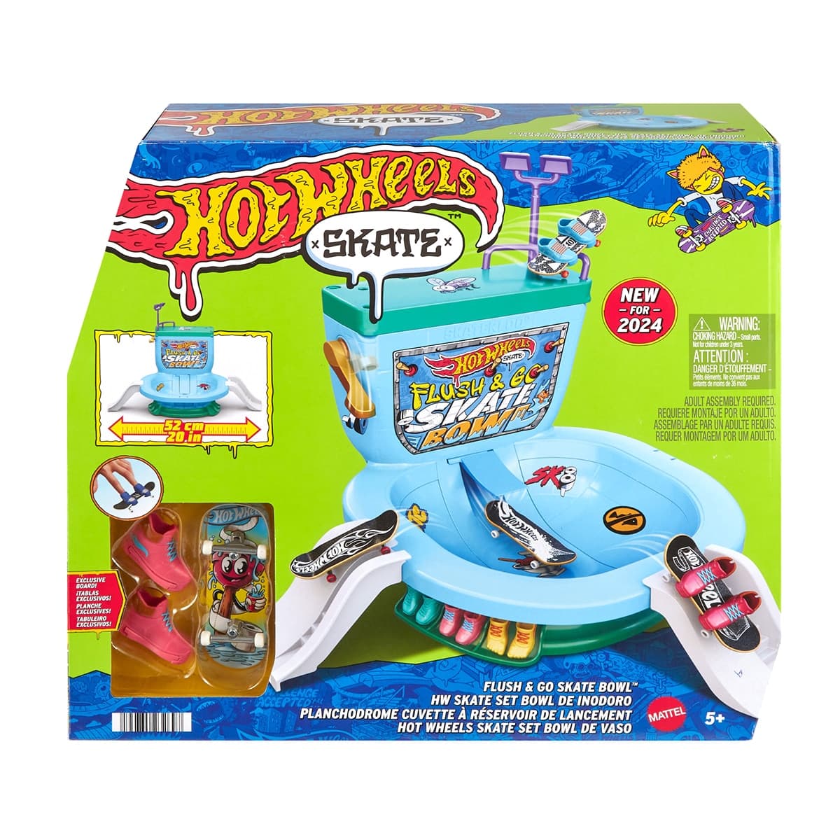Hot Wheels - Set de juego con forma de inodoro Skate Flush & Go Bowl Hot Wheels.