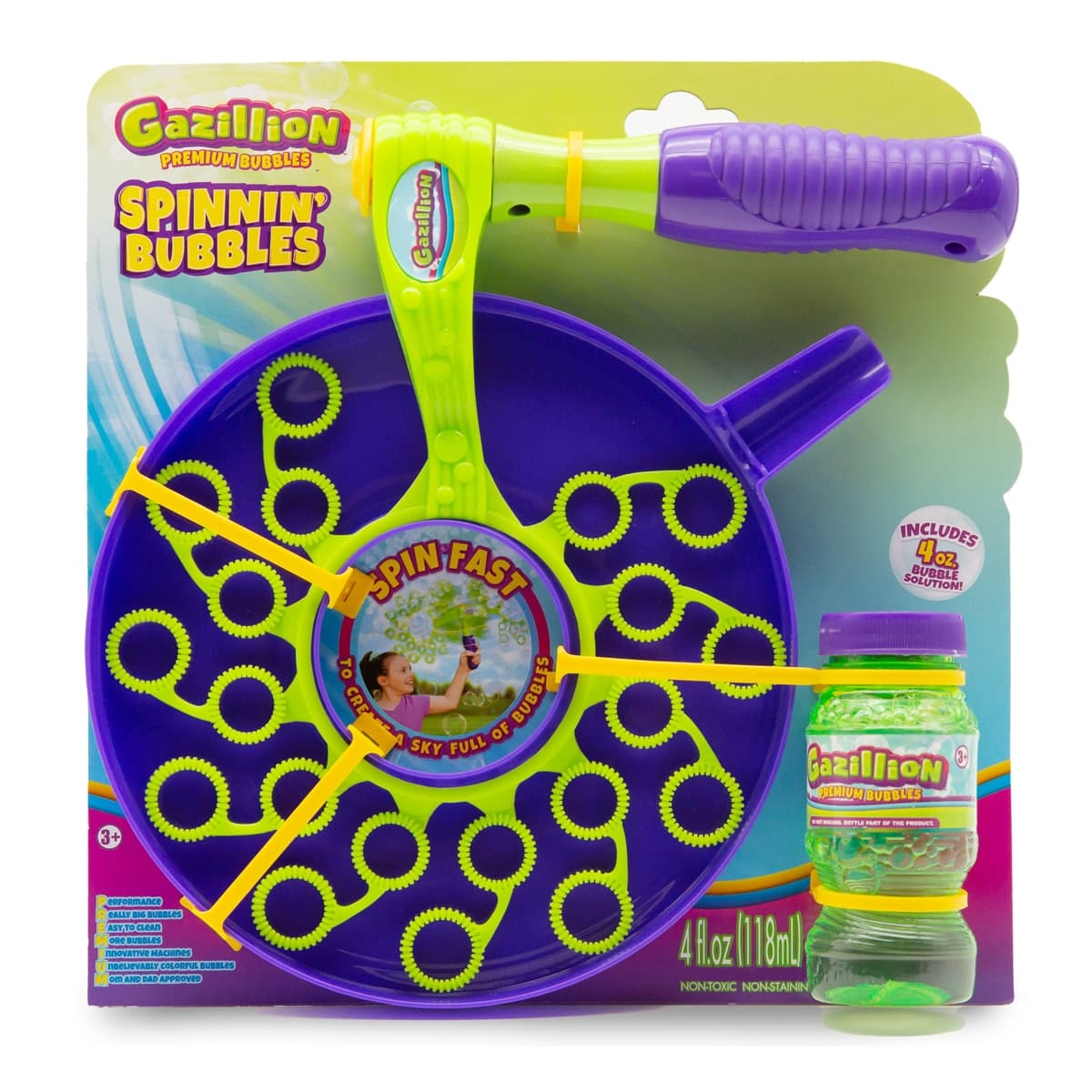 Funrise Toys - Varita de pompas giratoria Spinnin Bubbles.