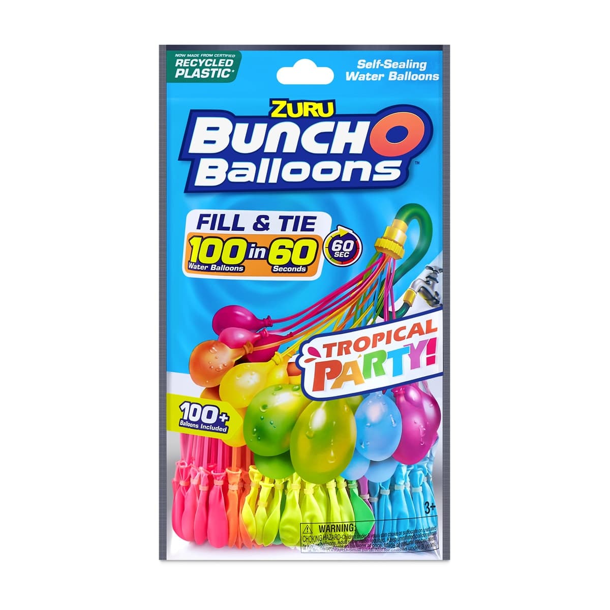 BUNCHOBALLOONS - Pack neón 100 buncho balloons carga rápìda auto-sellante en 60 segundos.