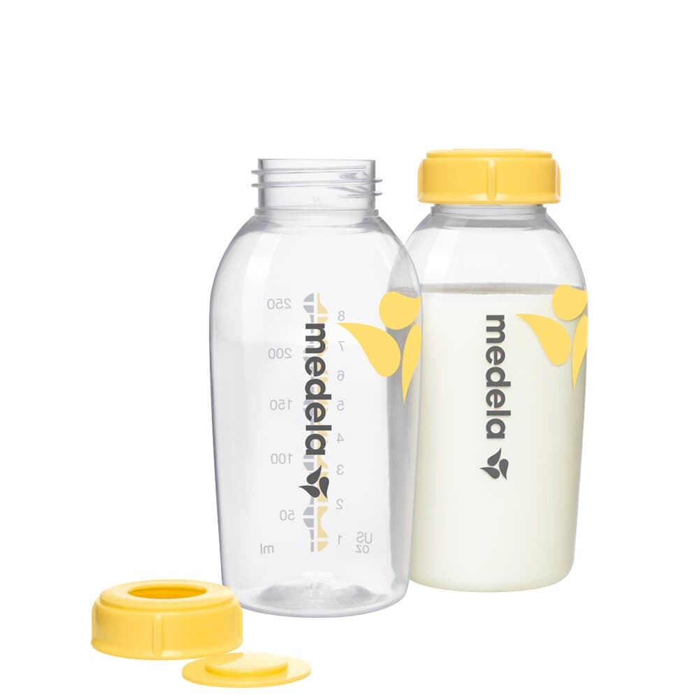 Medela - Pack 2 Botellas-Biberones Medela para Leche Materna (250 ml.) transparente-amarillo.
