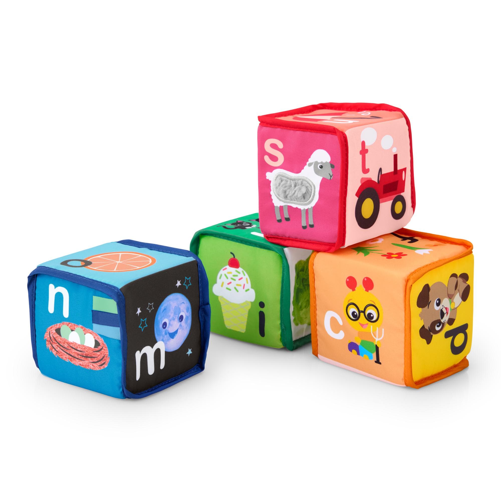 Baby Einstein - Cubos blanditos apilables Baby Einstein Alpha Stacks™.