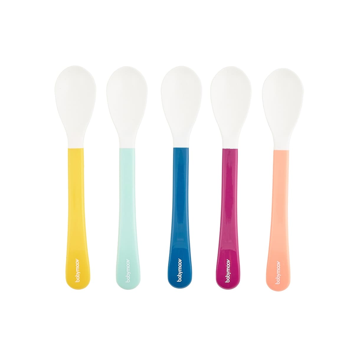 Babymoov - Juego de 5 Cucharas Babymoov 2ª edad ergonómico multicolor.