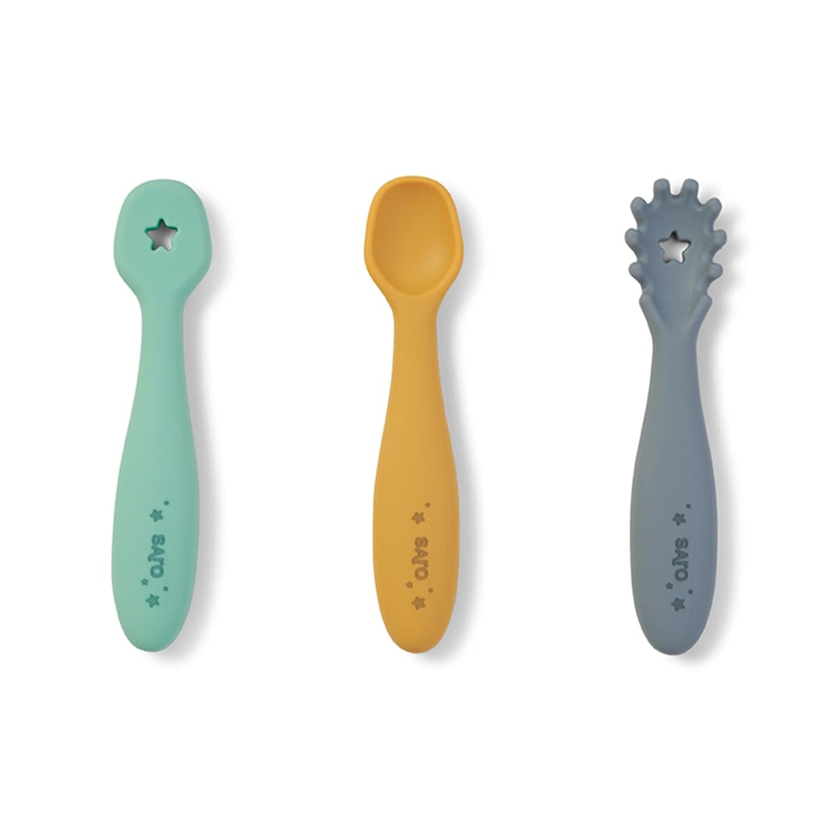 Saro - Cubiertos de aprendizaje Saro silicona, set 3 ud.