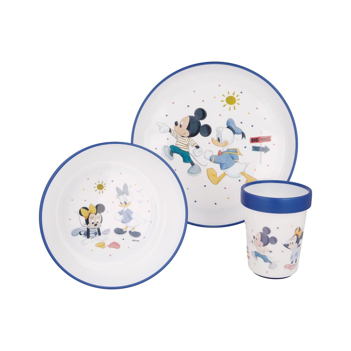 Stor - Vajilla 3 piezas Disney Mickey-Minnie azul.