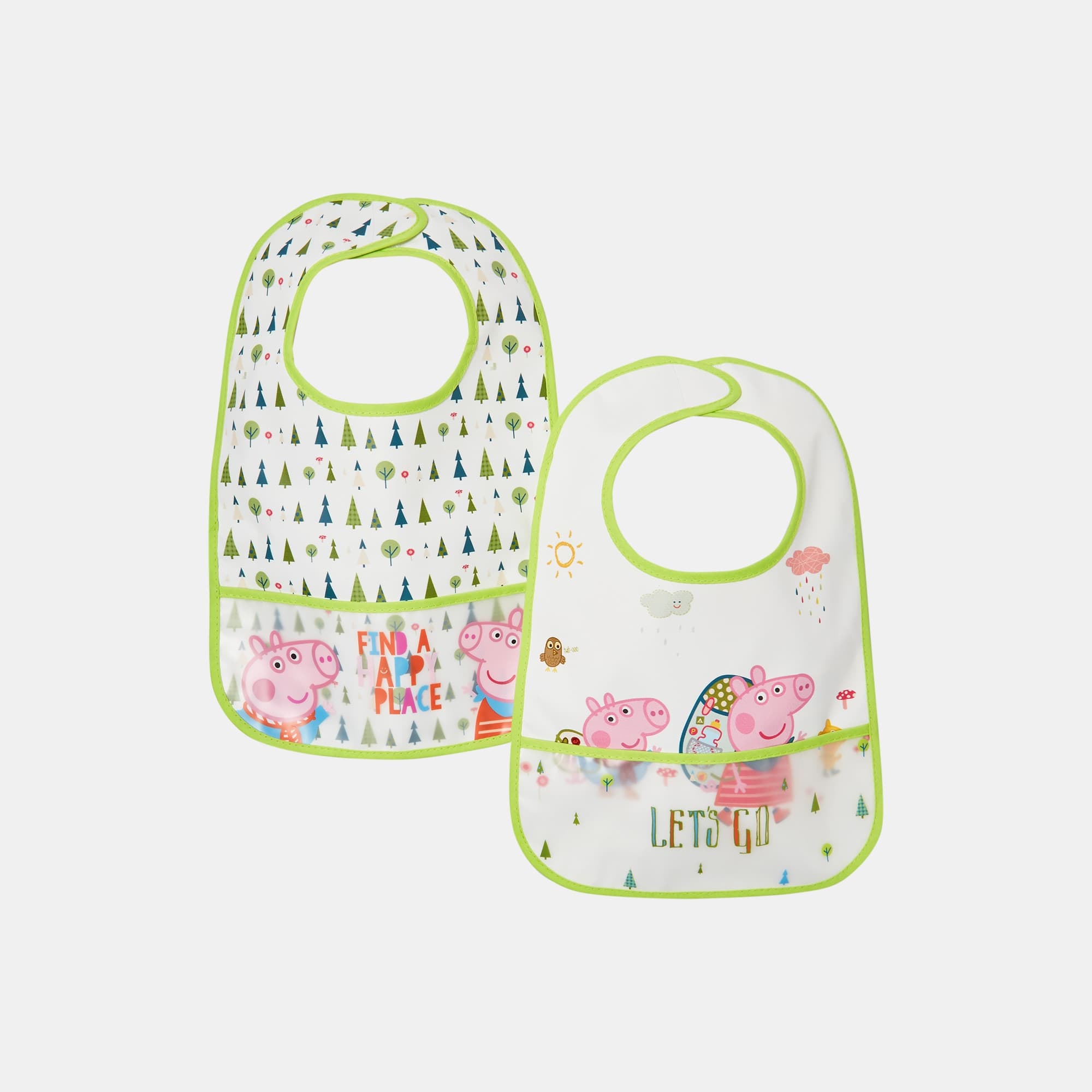 bbest - Pack 2 Baberos Peppa Pig con bolsillo multicolor.
