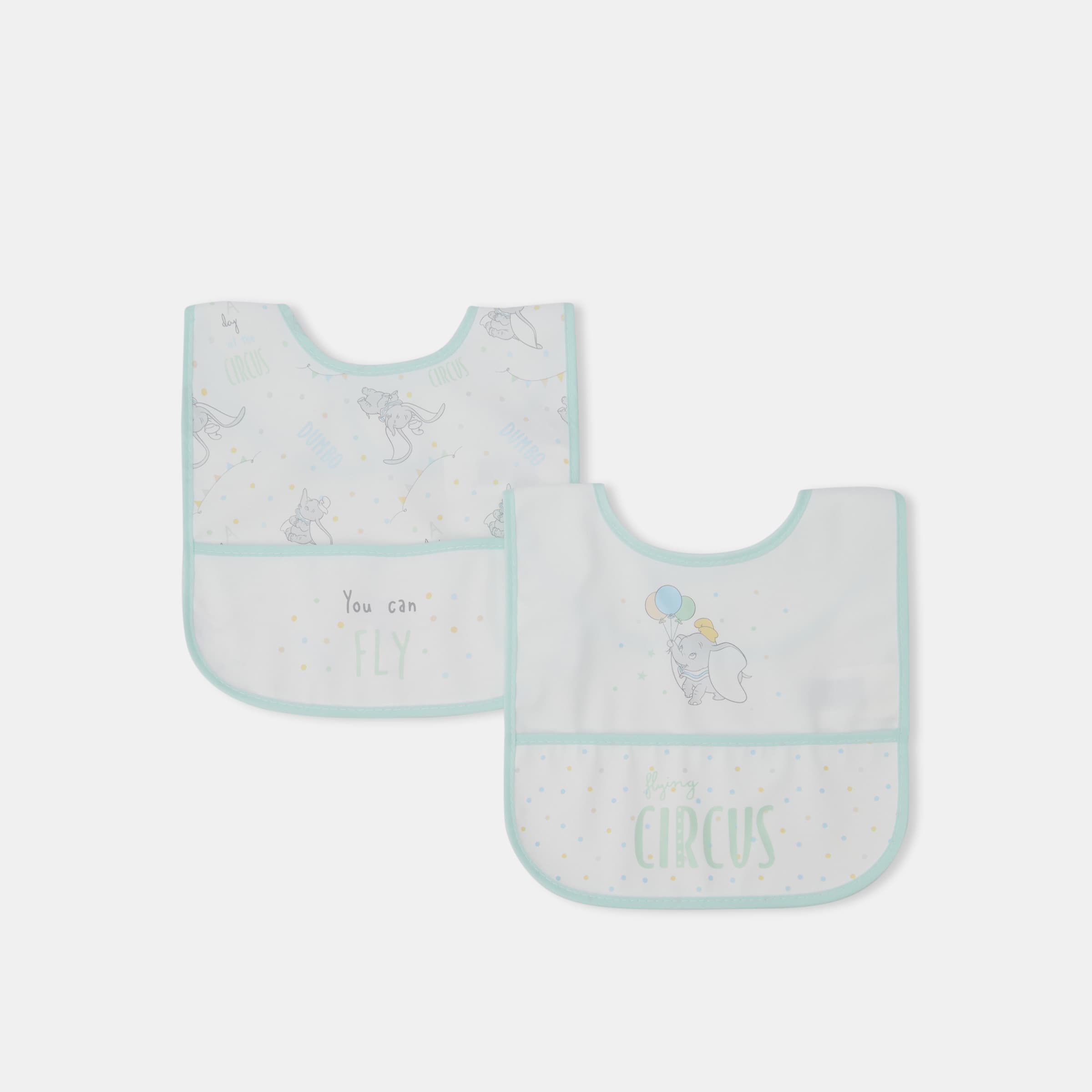 Cotton Juice Baby Home - Pack 2 baberos Disney Dumbo con bolsillo.