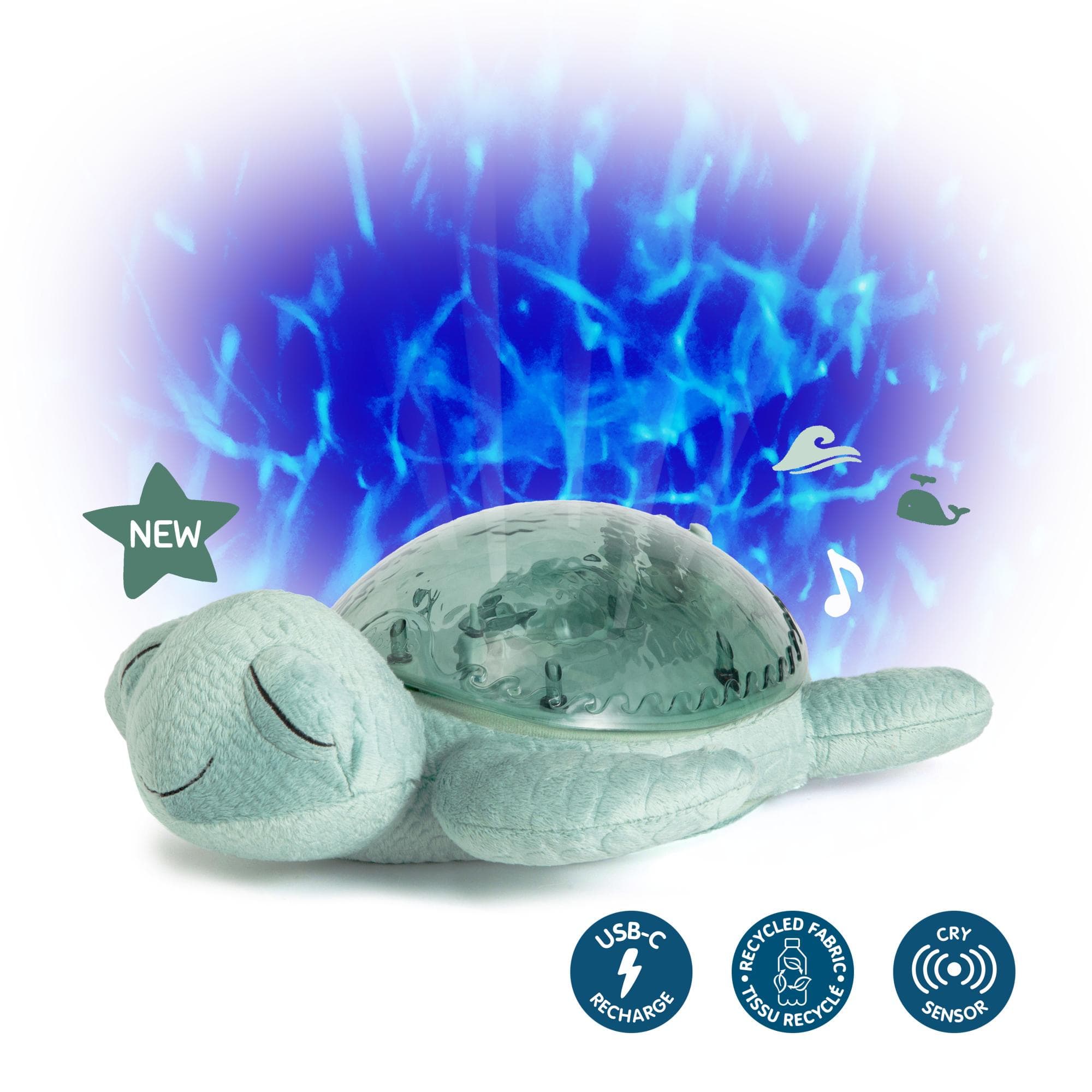 Cloud B - Lámpara proyector turtle Cloud B con luces, música y sonidos suaves con recarga USB.