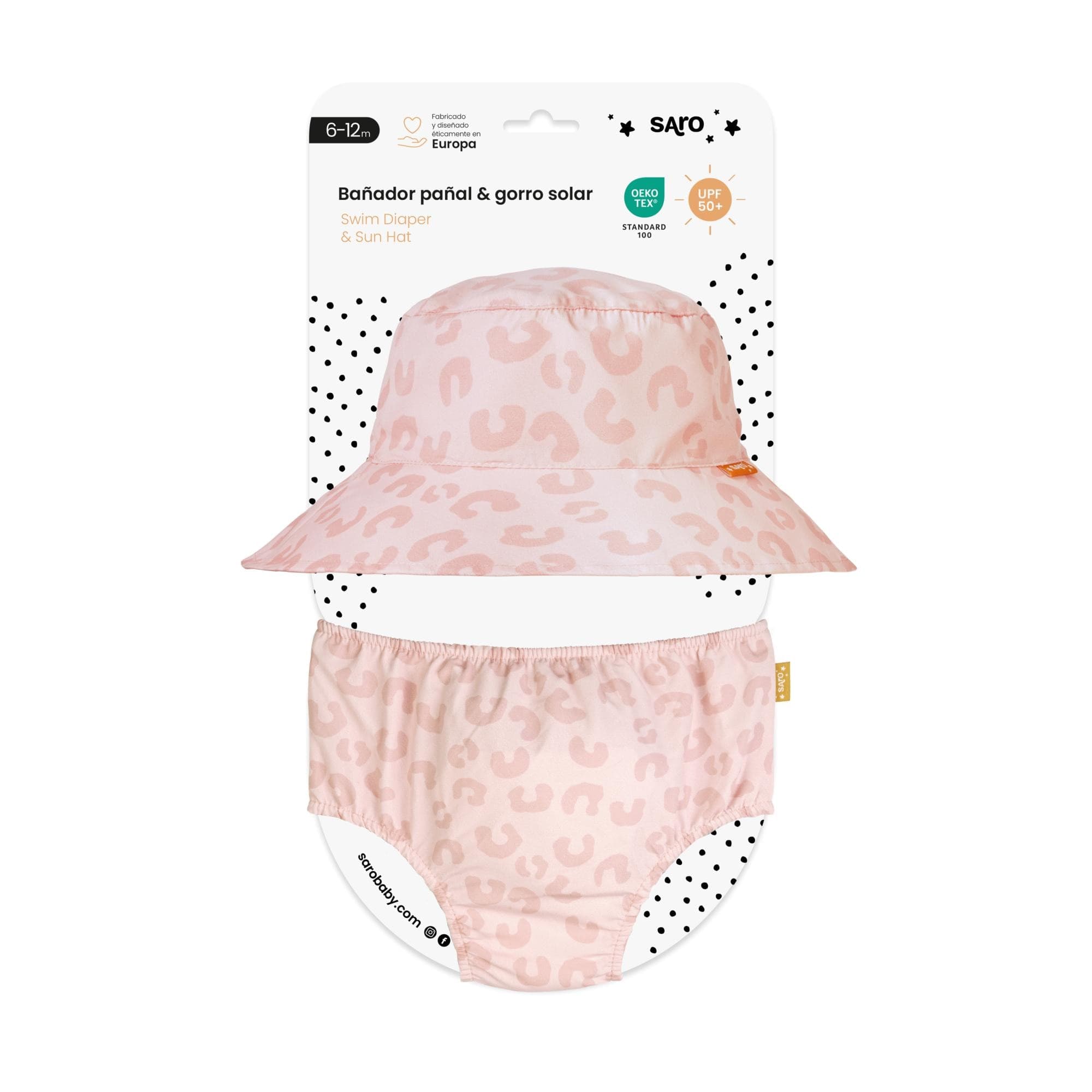 Saro - Set bañador pañal + gorro upf 50 Saro 12-18 meses colección Wild.