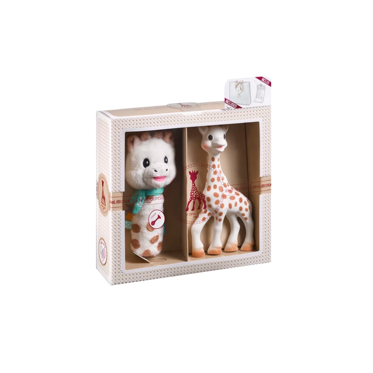 Sophie La Girafe® - Set Sophie La Girafe Mi primer Set Sophie La Girafe + Sonajero de peluche Cri-Cri beige.