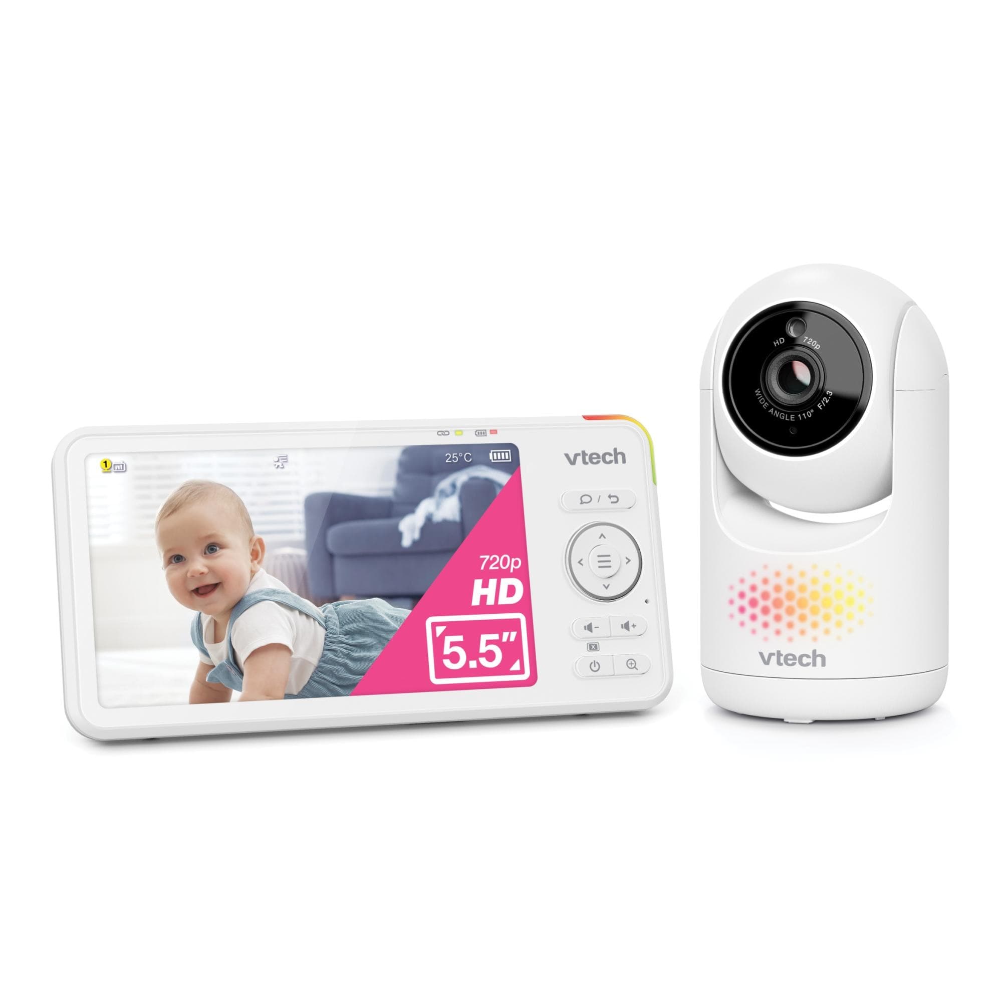 VTech - Vigilabebés video Vtech con pantalla de 5,5" HD y cámara orientable.