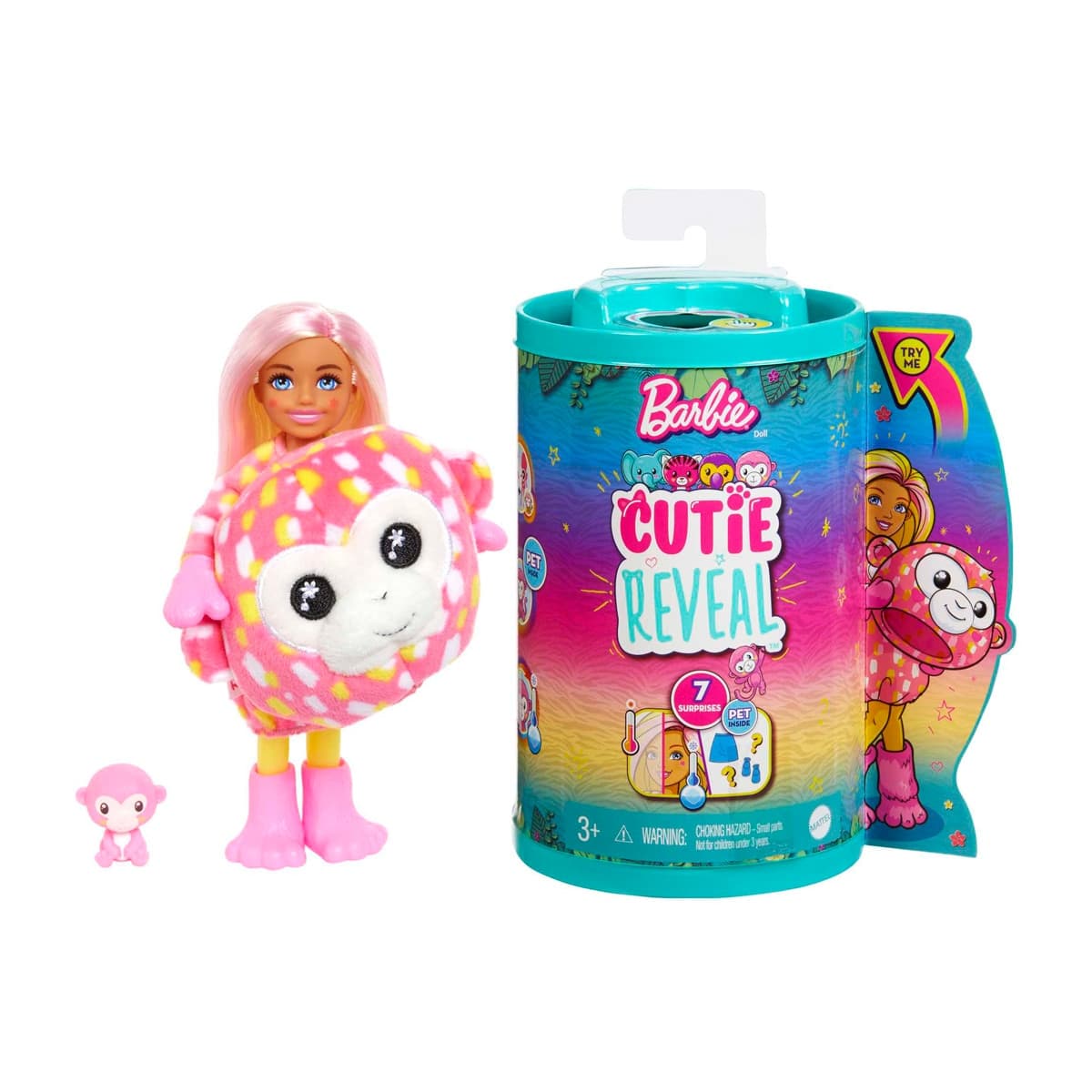 Barbie - Muñeca Chelsea con disfraz de mono Barbie Cutie Reveal.