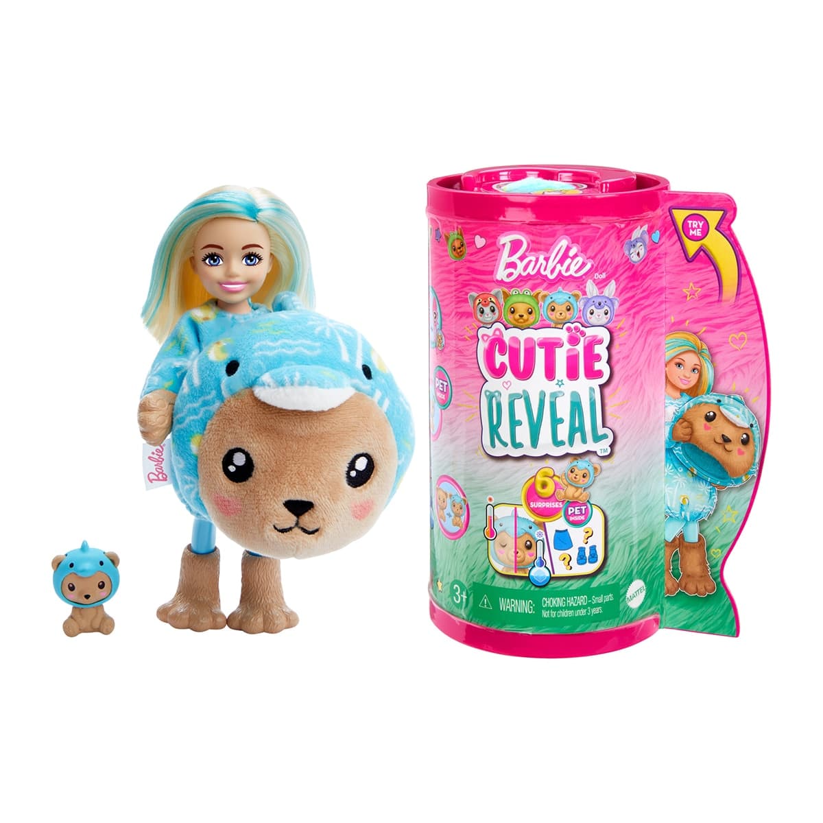 Barbie - Barbie Chelsea Cutie Reveal Serie Disfraces Osito delfín.