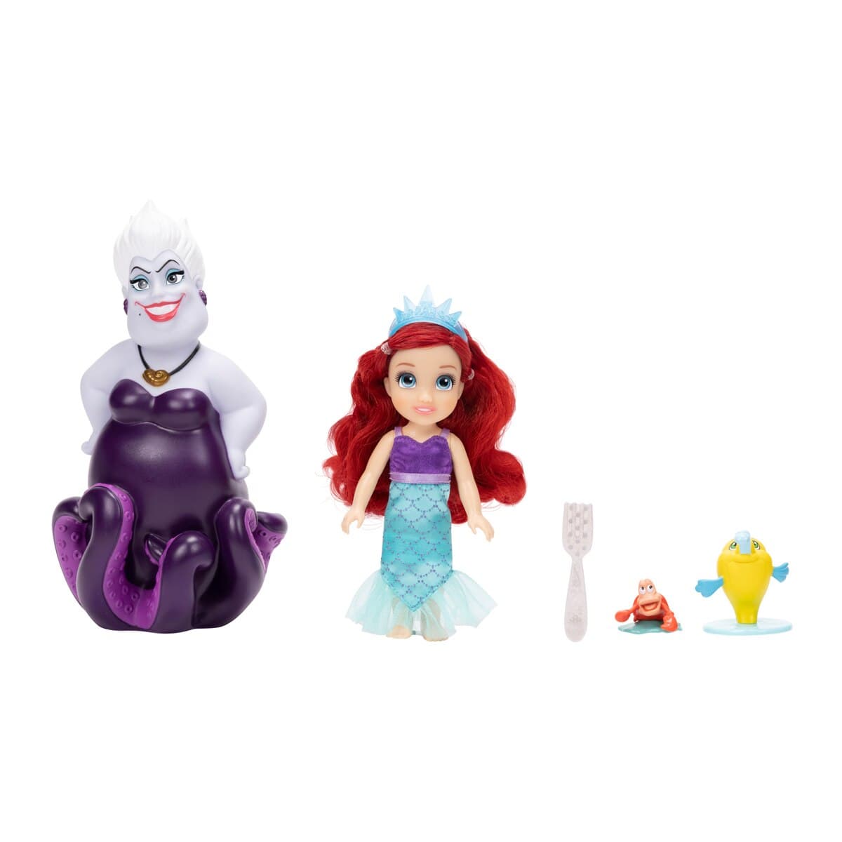 Disney - Set de figuras Ariel, Úrsula, Flounder, Sebastian La sirenita Disney Princess.