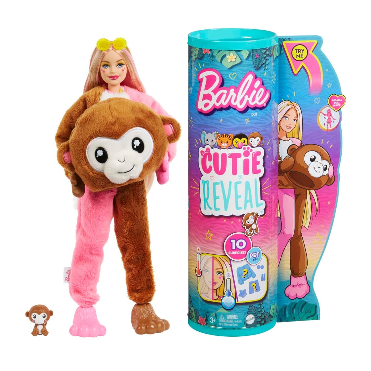 Barbie - Muñeca con disfraz de mono Barbie Cutie Reveal.