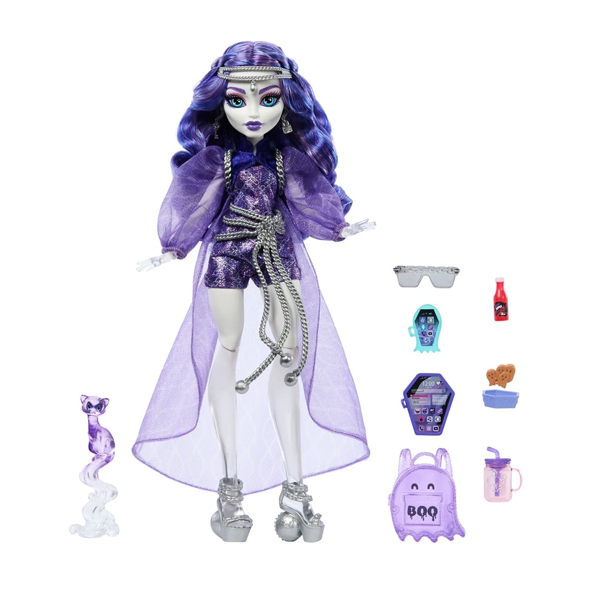 Monster High - Muñeca Spectra Vondergeist con mascota Rhuen Monster High.