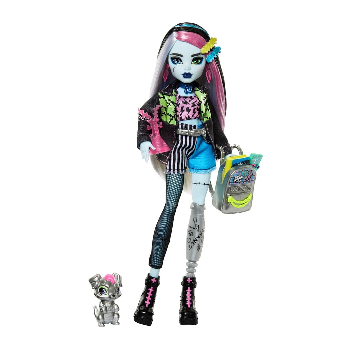 Monster High - Muñeca Frankie Stein con mascota perrito Watzie Monster High.