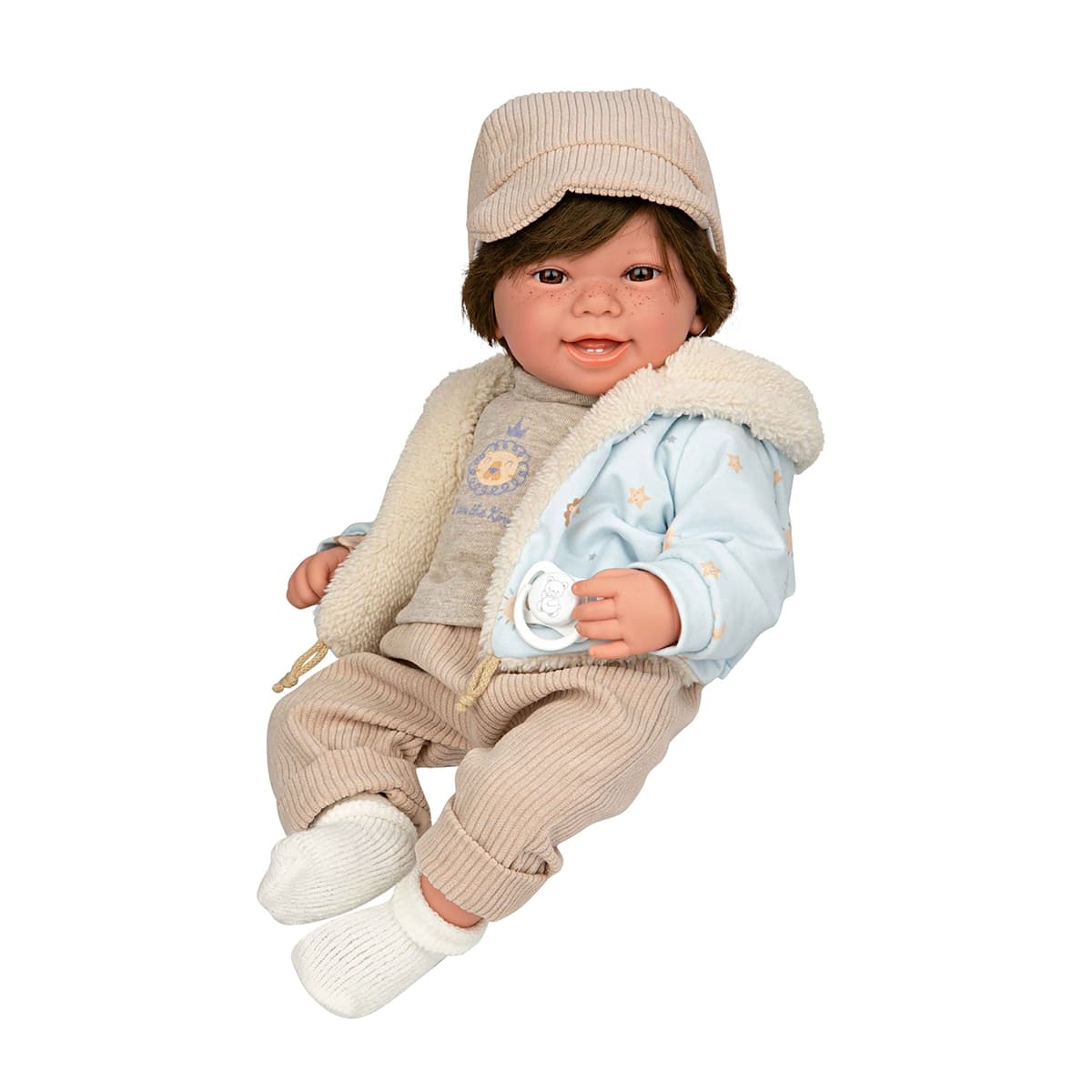 ARIAS - Muñeco Elegance 45 cm Zoe beige con pelo y con mecanismo de risa try me Arias.