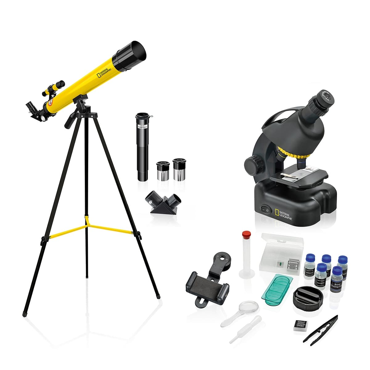 National Geographic - Kit National Geographic de telescopio Refractor acromático y microscopio de luz transmitida con hasta x640 aumentos.