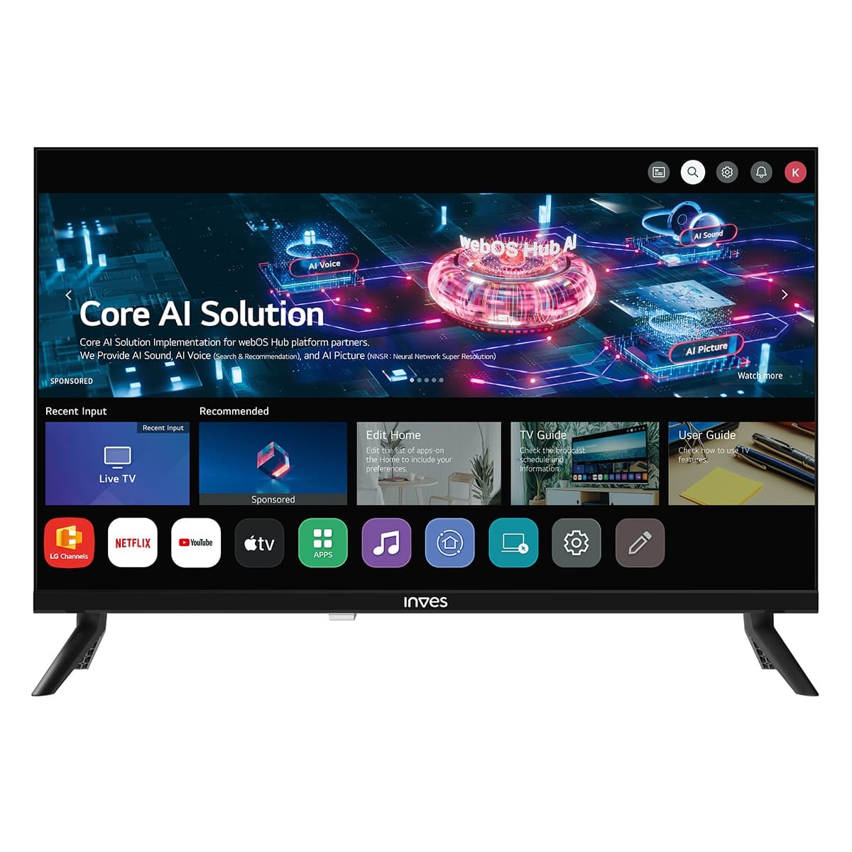 Inves - TV LED 61cm (24") Inves LED-2426WBS, HD Smart TV.
