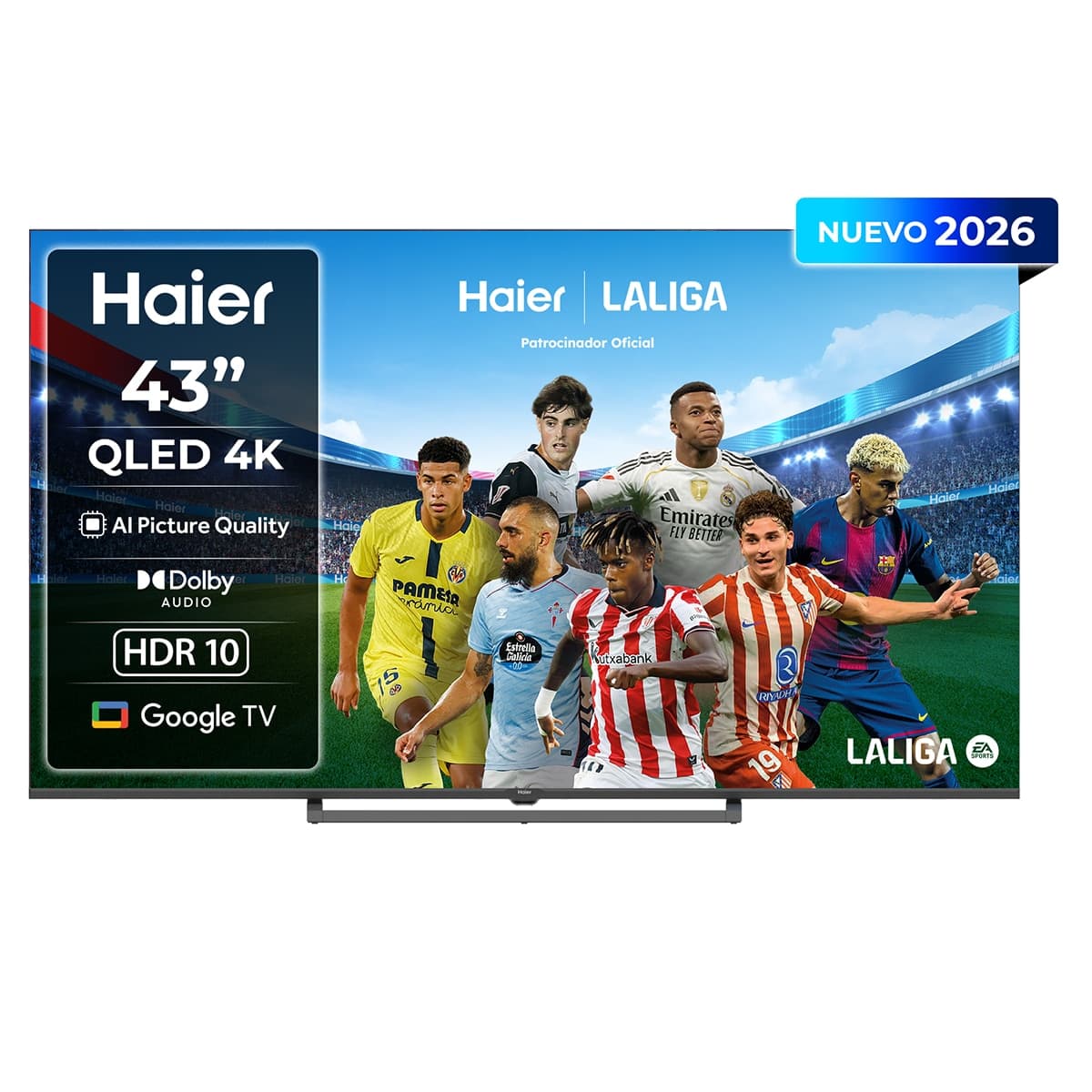 Haier - TV QLED 108 cm (43") Haier S80 H43S80GUX 4K UHD, 60Hz, Google TV, HDR10, Dolby Audio, AIPQ (AI Picture Quality).