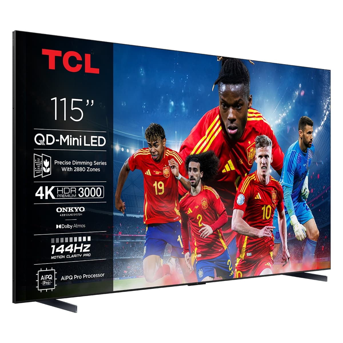 TCL - TV QD-Mini LED 292,1 cm (115") TCL 115C7K, 4K HDR Premium 3000, Smart TV con Google TV, control por voz, con soporte de pared incluido.