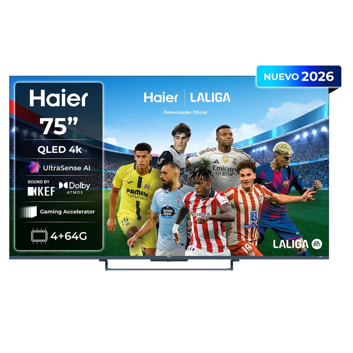 Haier - TV QLED 189 cm (75") Haier S90 H75S90GUX 4K UHD, 144Hz DLG240Hz, Google TV, HDR10+, Dolby Vision IQ, Dolby Atmos Sound by KEF.