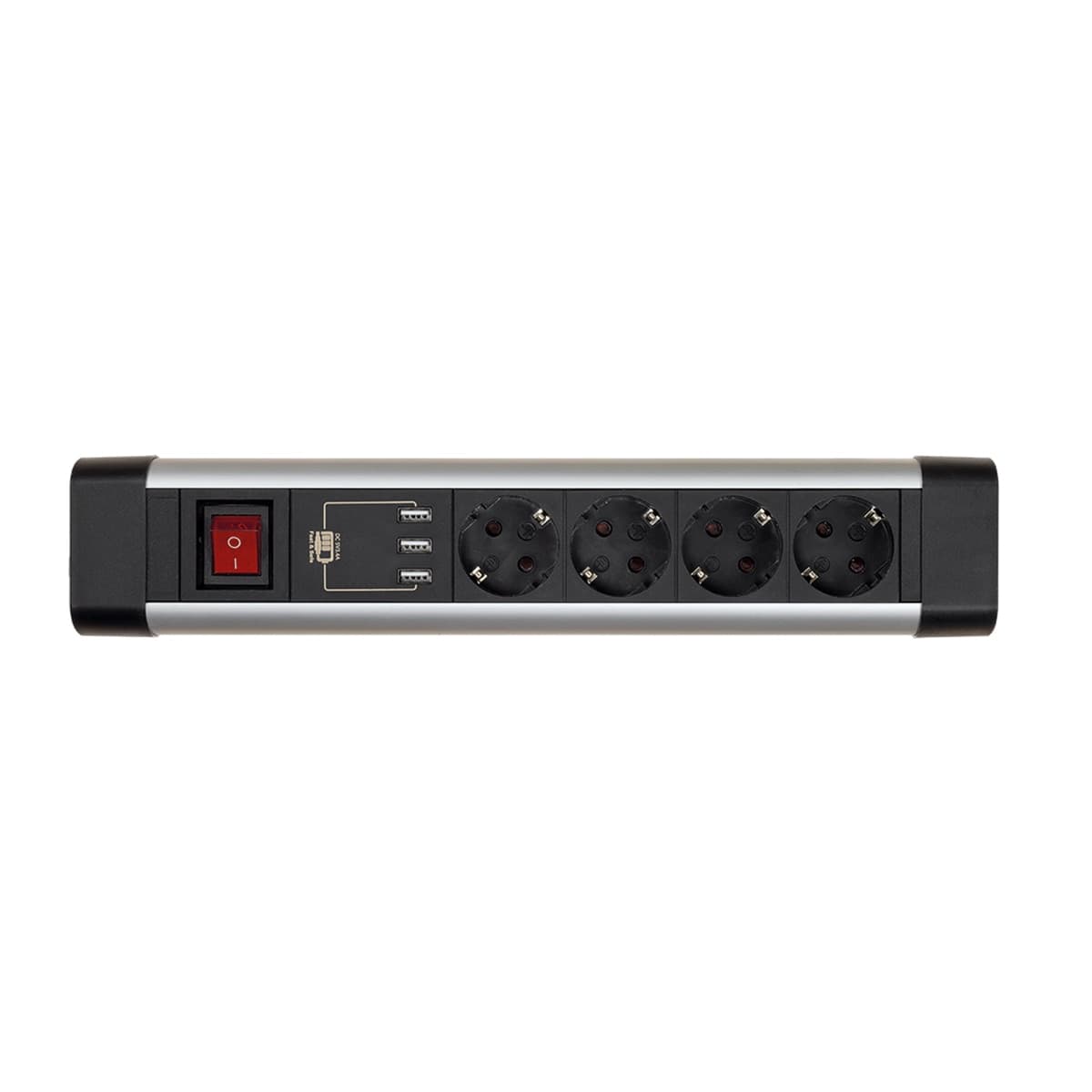 SIMON - Base Múltiple Rotativa Con Fijación Para Mesa 4 Tomas 16A 250V + 3 Usb Con Cable 1,5M 3G1,5 En Aluminio Simon.