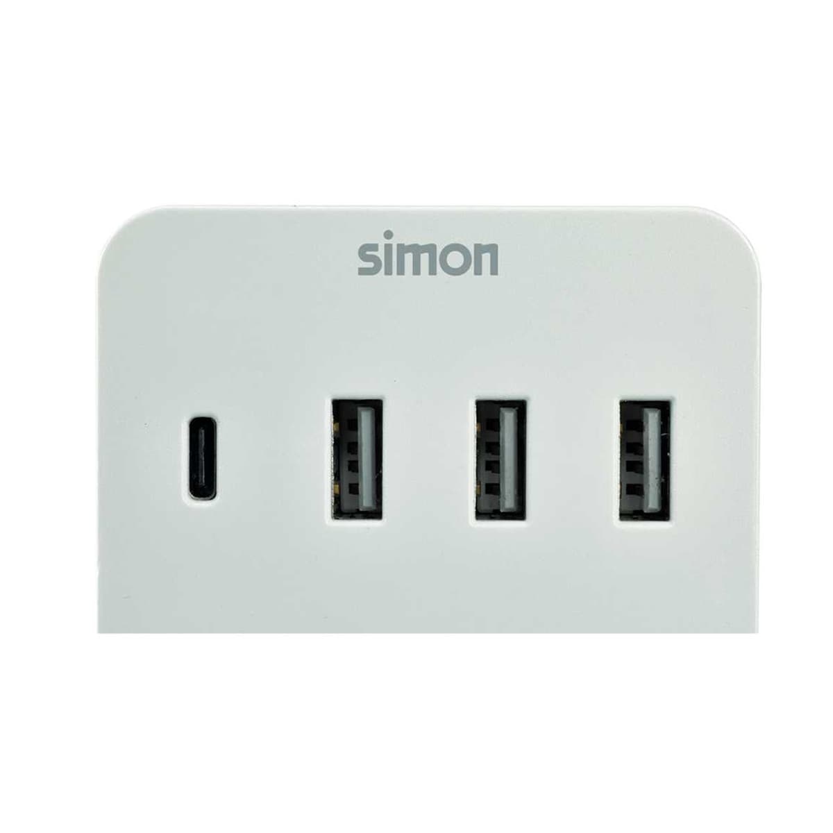 SIMON - Adaptador 1 USB + 3 USB A con Soporte para Smarpthone Smart Charge Simon.